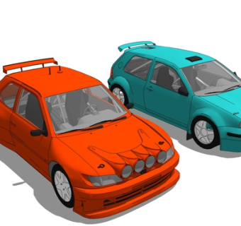 现代小汽车su模型