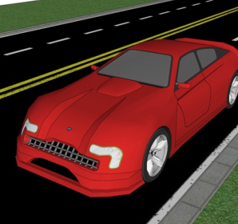 现代小汽车su模型