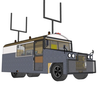 欧式复古通讯车su模型