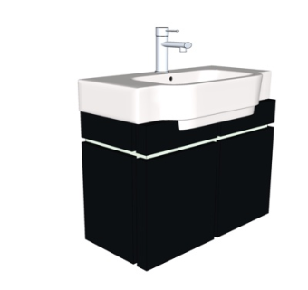 现代浴室柜洗手台盆su模型