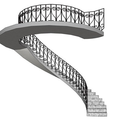 欧式旋转楼梯su模型