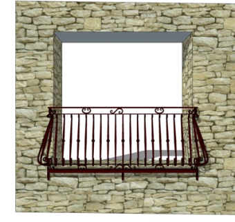 欧式阳台铁艺护栏su模型