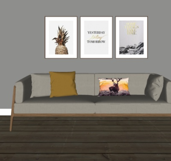 北欧布艺双人沙发su模型