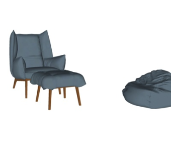 北欧布艺休闲椅su模型