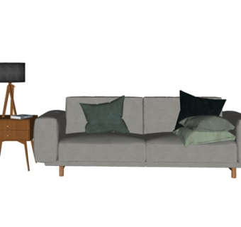 现代布艺双人沙发su模型