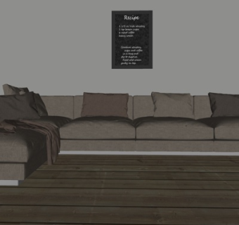 现代布艺多人沙发su模型