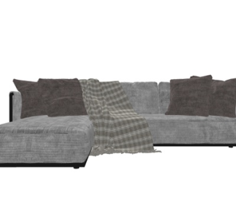 现代布艺多人沙发su模型