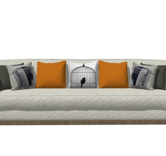 现代布艺多人沙发su模型