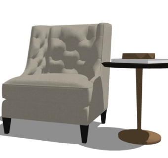 欧式布艺休闲椅su模型