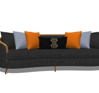 现代布艺多人沙发su模型