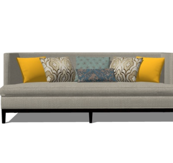 现代布艺多人沙发su模型