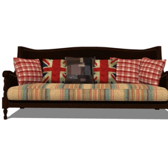 美式布艺多人沙发su模型