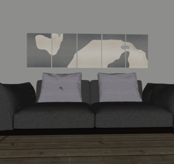 现代布艺双人沙发su模型