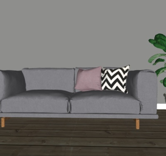 现代布艺双人沙发su模型