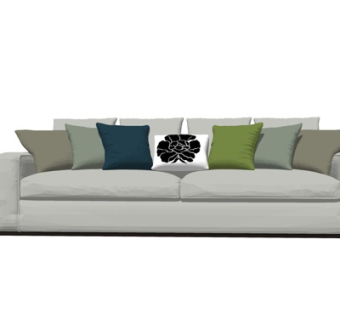 现代布艺多人沙发su模型