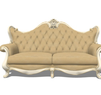 欧式布艺双人沙发su模型