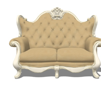 欧式布艺双人沙发su模型