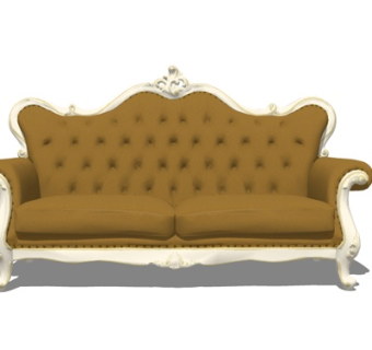 欧式布艺双人沙发su模型