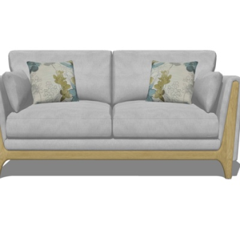 新中式布艺双人沙发su模型