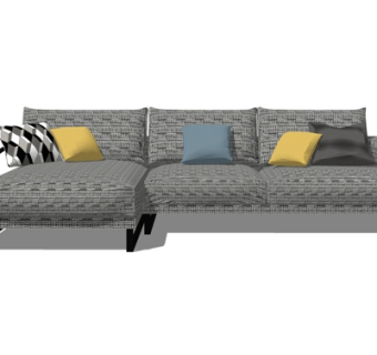 现代布艺多人沙发su模型