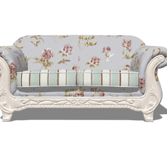 欧式布艺双人沙发su模型