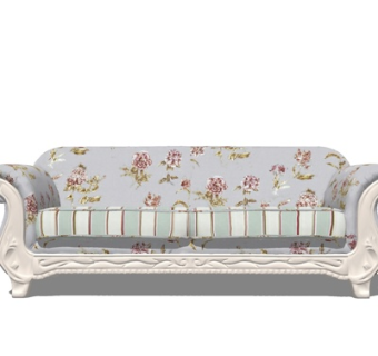 欧式布艺双人沙发su模型