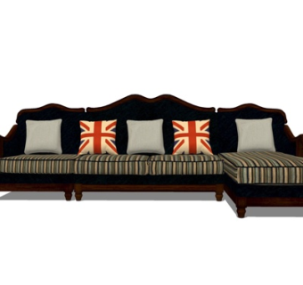 美式布艺多人沙发su模型