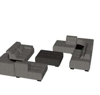 现代布艺多人沙发su模型