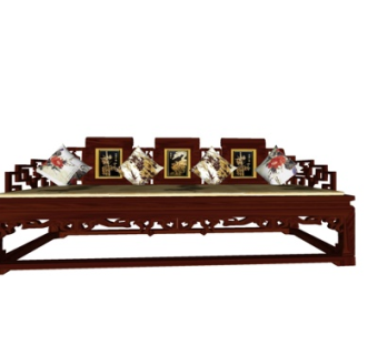 中式实木罗汉床su模型