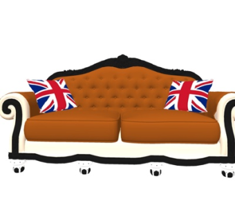 欧式布艺双人沙发su模型