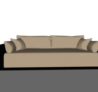 新中式布艺双人沙发su模型