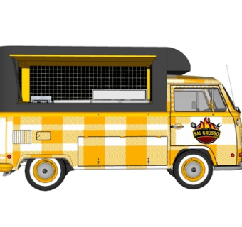 现代快餐车su模型