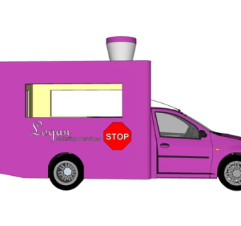 现代快餐车su模型