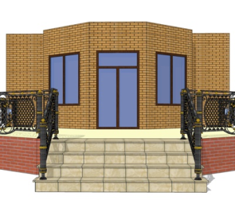 现代楼梯护栏su模型