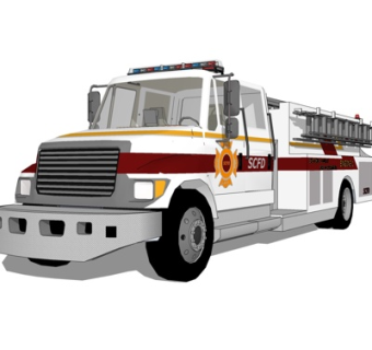 现代消防车su模型