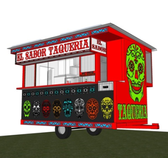 现代餐车su模型