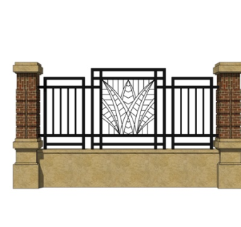 现代铁艺护栏su模型