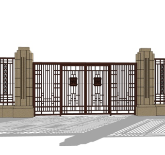 欧式铁艺栏杆su模型