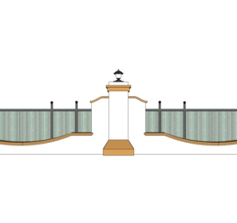 现代围墙护栏su模型