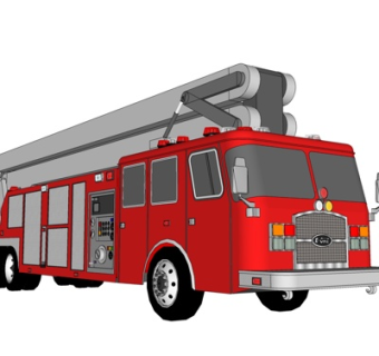 现代消防车su模型