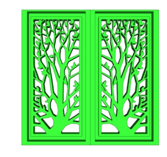 现代实木雕花窗户su模型