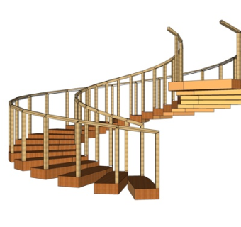 现代旋转楼梯su模型