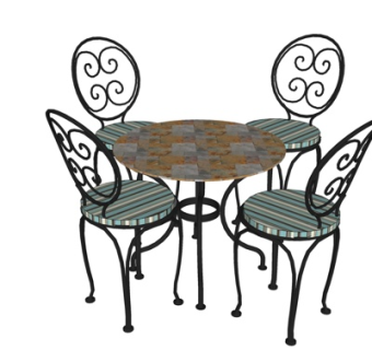 欧式休闲桌椅su模型