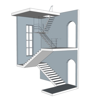 现代楼梯su模型
