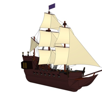 中式古代战船su模型