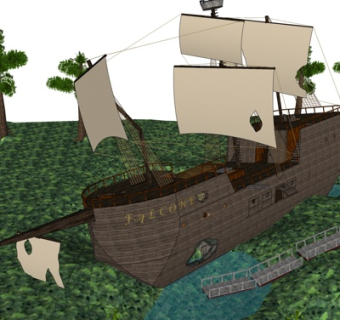 北欧古代商船su模型