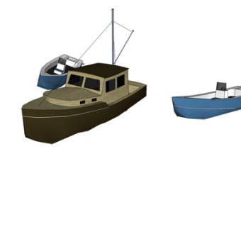 现代小型渔船su模型