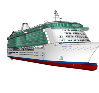 现代大型邮轮su模型