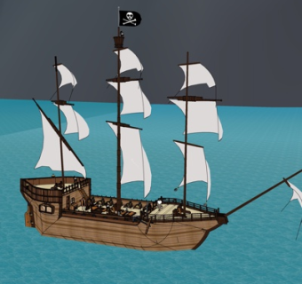 北欧古代战船su模型