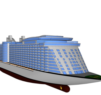 现代大型邮轮su模型